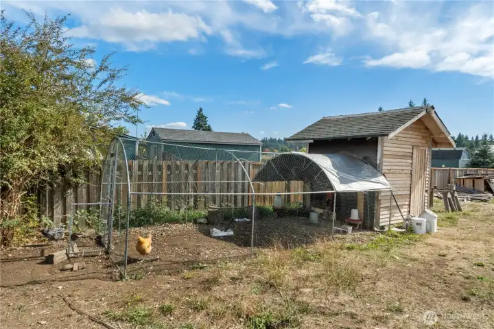 Chicken coop included with purchase.