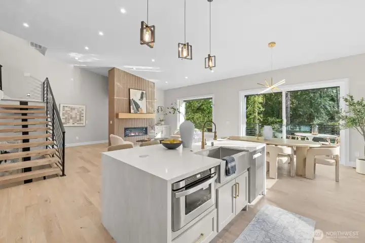 Custom steel floating staircase and handrail