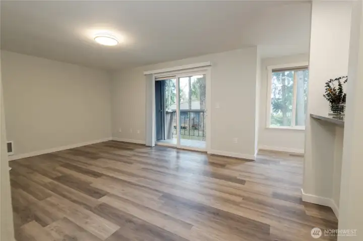 Very Large living room and balcony area.
