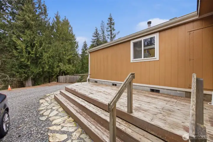 The back deck is expansive and a very private and lovely place to relace and have dinner!