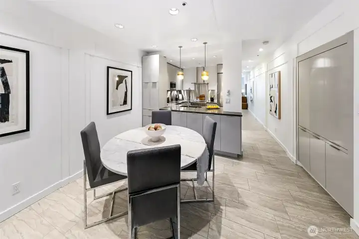 Atrium entrance opens into the dining room.