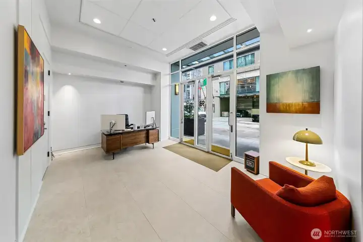 Secured lobby directly across from the Four Seasons.