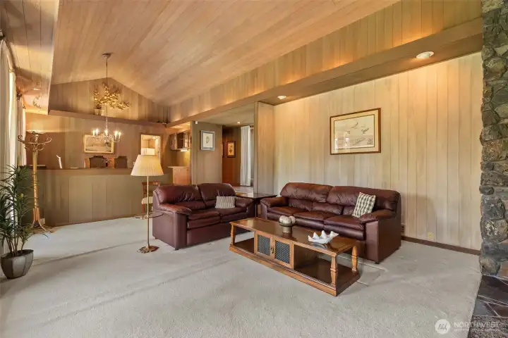 Dining has built in buffet ~ a peek toward the hall where the wet bar is located