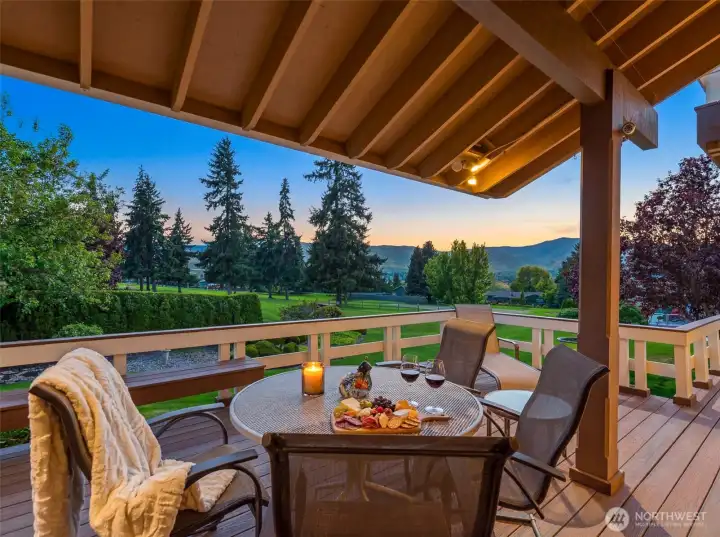 Just outside the dining room, your covered, protected viewing deck. Relax, Be Home.