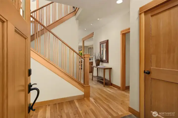 Inside, quality abounds with vertical grain fir trim, solid fir doors and cherry hardwood floors