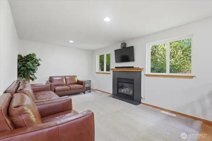 Family Room off the Kitchen with Fireplace Family Room off the Kitchen with Fireplace