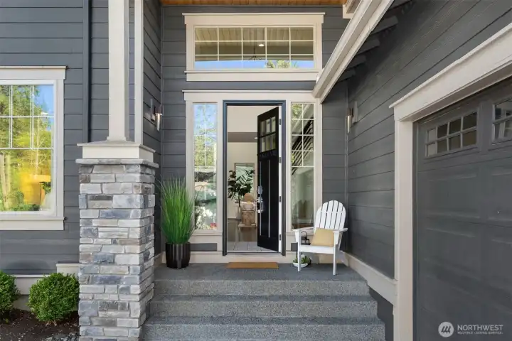 Covered front door entrance. Covered front door entrance.