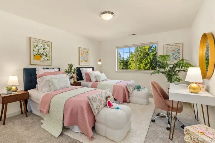 Three bedrooms on the upper level. All bedrooms have new carpet and fresh paint. Three bedrooms on the upper level. All bedrooms have new carpet and fresh paint.