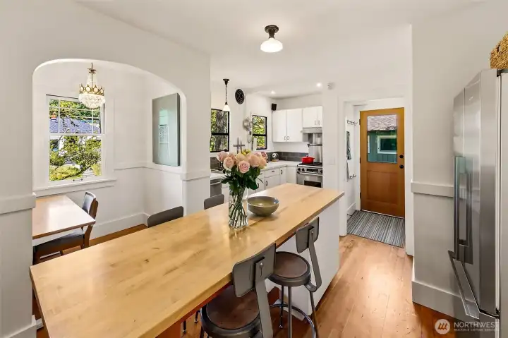 A center island was incorporated to create an easy, carefree lifestyle where all can be part of dinner preparation. A center island was incorporated to create an easy, carefree lifestyle where all can be part of dinner preparation.