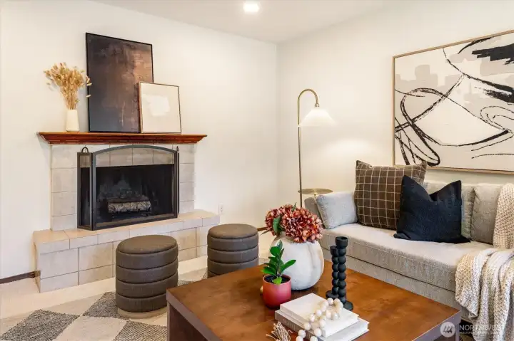 Home includes a wood burning fireplace, for cozy evenings at home. Home includes a wood burning fireplace, for cozy evenings at home.