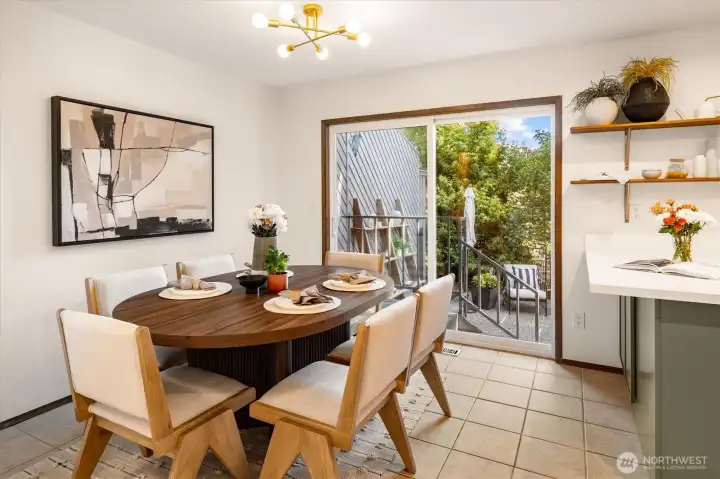 No need to compromise, there space to entertain in the dining room. No need to compromise, there space to entertain in the dining room.