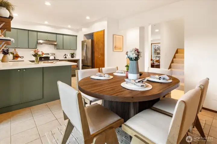 Enjoy coffee or invite guests to have a glass of wine on a stool around your kitchen peninusla- Enjoy coffee or invite guests to have a glass of wine on a stool around your kitchen peninusla-