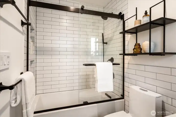 Primary suite includes a full bath, one of two full bathrooms on the upper level. Primary suite includes a full bath, one of two full bathrooms on the upper level.