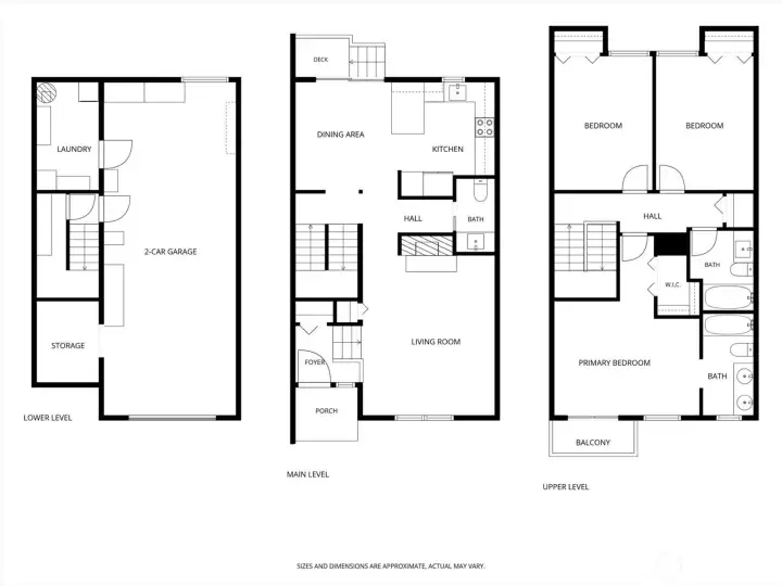 Rare layout for a townhome, with three bedrooms on the upper level, separate living space from kitchen, and a large attached garage. Lower level adds 644 SF of space, including a dedicated utility/laundry room. Rare layout for a townhome, with three bedrooms on the upper level, separate living space from kitchen, and a large attached garage. Lower level adds 644 SF of space, including a dedicated utility/laundry room.