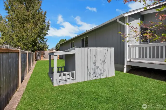 Storage shed for lawn equipment