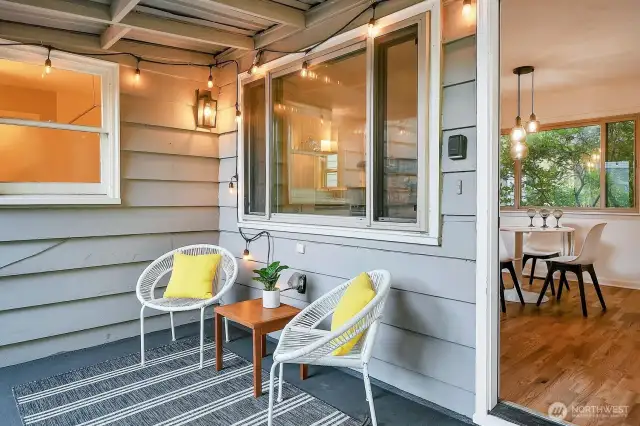 a view of the back porch, perfect for entertaining!