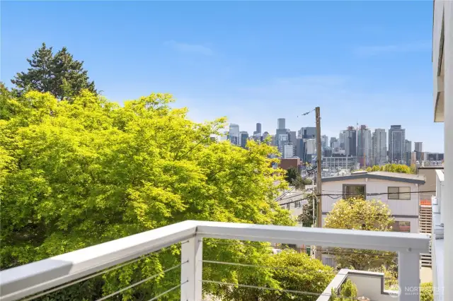There is an amazing city view from the deck.