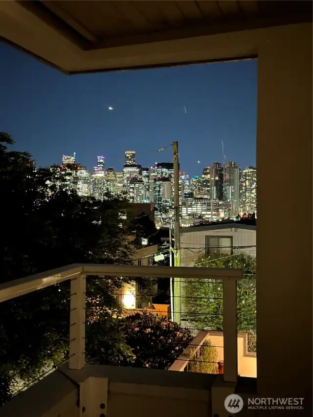 There is an amazing city view from the deck.
