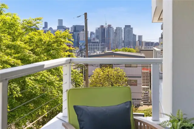 There is an amazing city view from the deck.