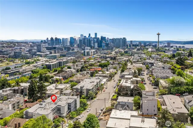There is an amazing city view from the deck.