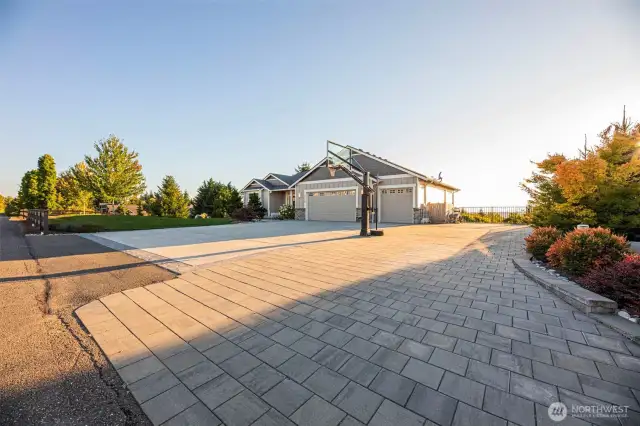 Extended paver driveway for all your vehicles or RV with basketball hoop