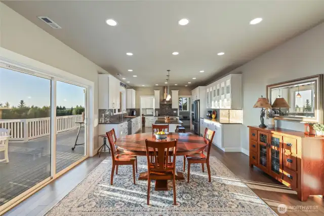 Large dining room open to the kitchen and great room.