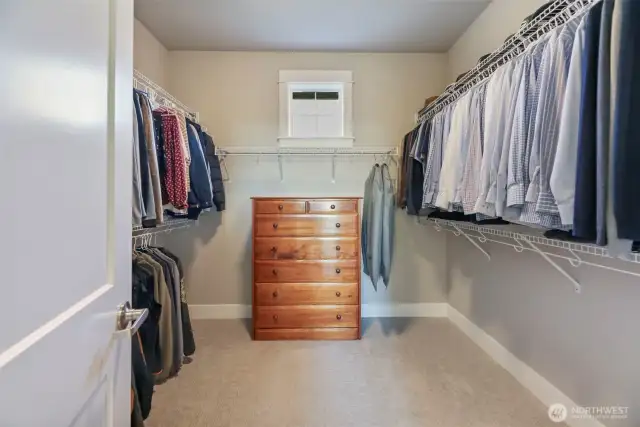 Large Walk in closet with plenty space for all your clothes and accessories.
