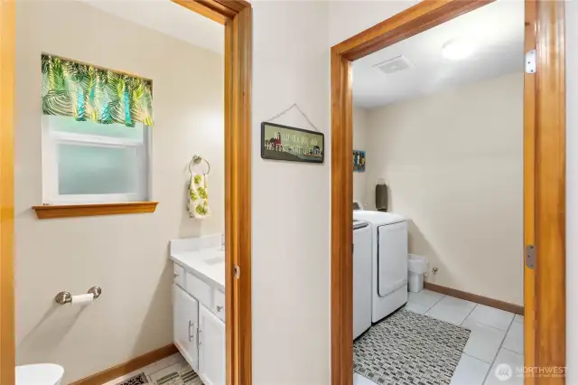 Half bath off Kitchen and laundry