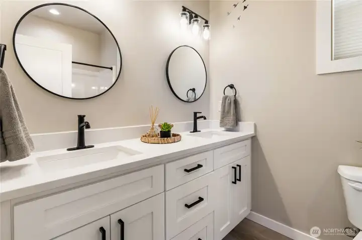 Primary bathroom with double sinks