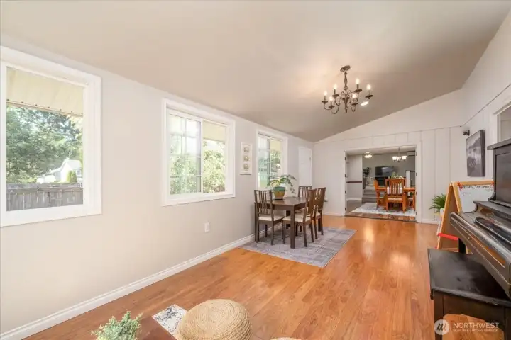 You can enter the garden oasis from the sunroom.