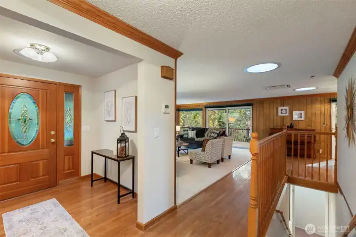 Large formal entry opens to practical floor plan