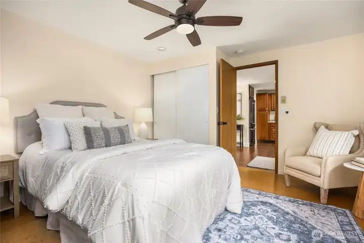 Primary bedroom just off the entry.