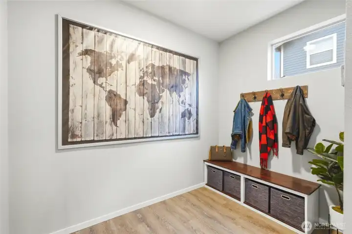 Functional mudroom or drop zone area perfect for organization, storage, and everyday convenience.