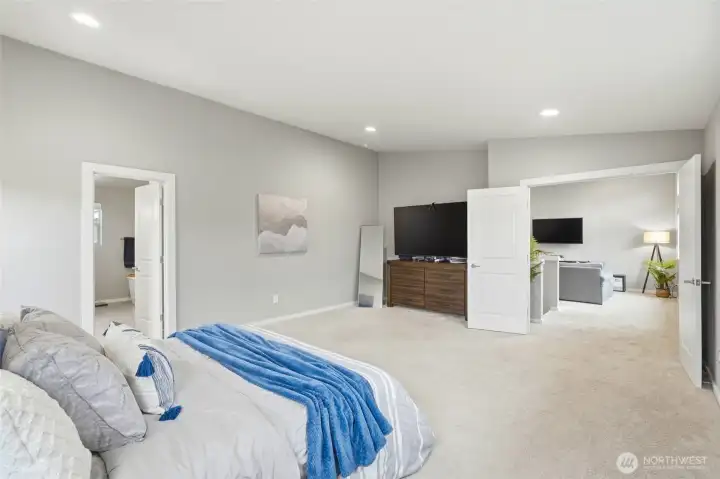 Primary bedroom retreat featuring open layout, comfort, and privacy in this Black Diamond WA home.
