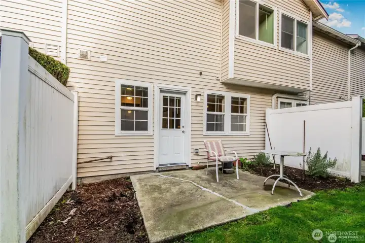 Your own private patio off of the kitchen and dining room.