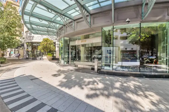Elegant Escala front entrance with grand lobby
