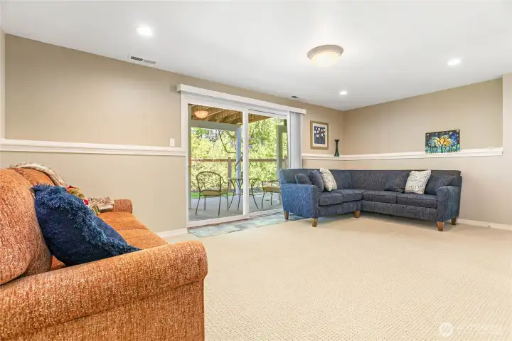 Daylight basement family room with large storage closet and wine cellar Daylight basement family room with large storage closet and wine cellar