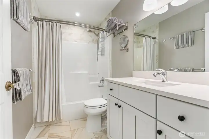 Downstairs full bathroom with radiant heat in flooring Downstairs full bathroom with radiant heat in flooring