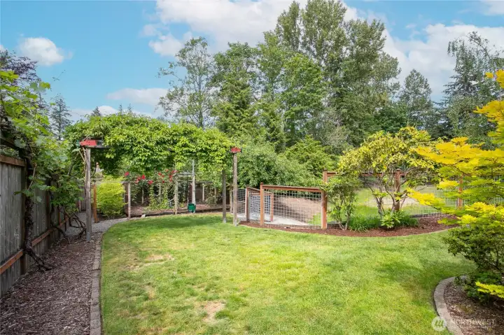 Fenced backyard with deer proof area with fruit trees and room for a vegetable garden Fenced backyard with deer proof area with fruit trees and room for a vegetable garden
