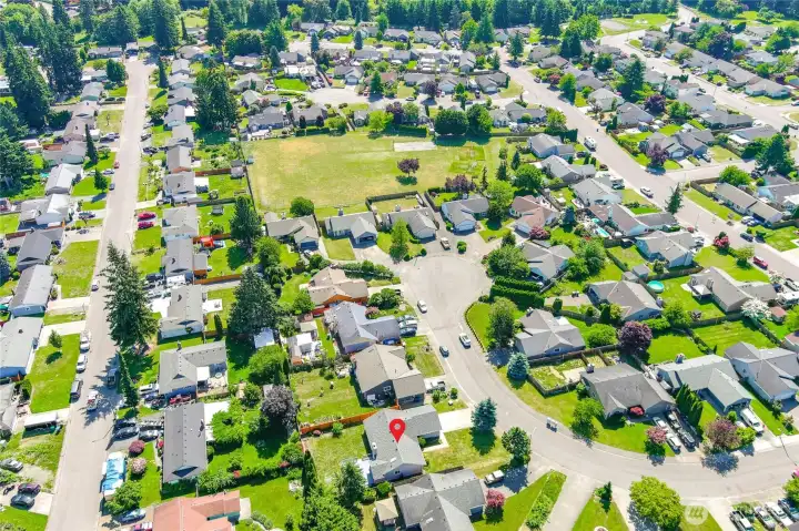 The park is only 6 homes away through a private entrance