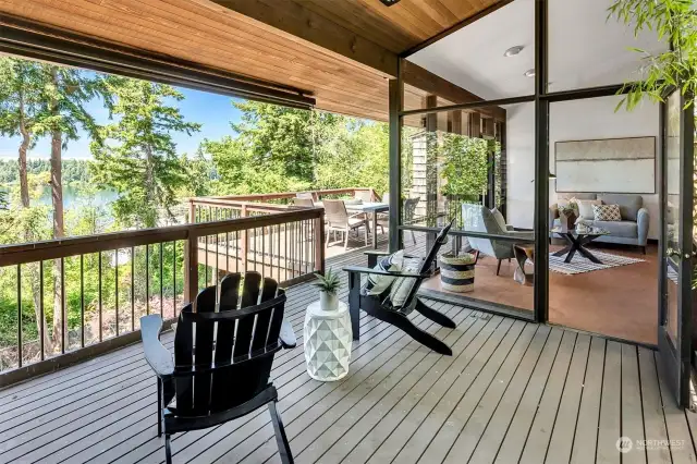 Enjoy al fresco dining and lounging year round on this covered and uncovered view deck.