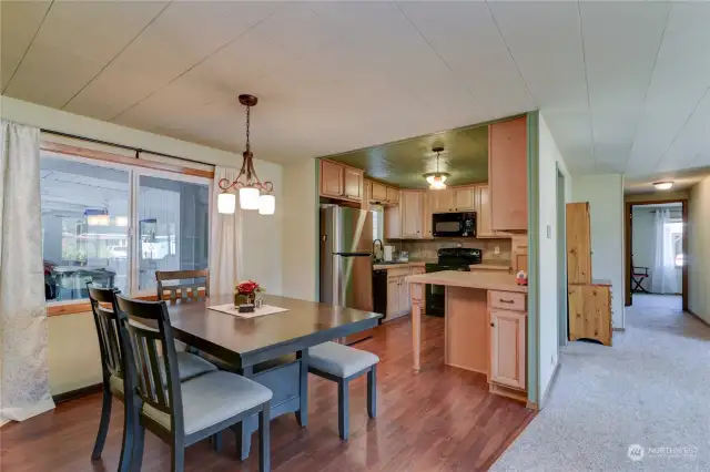 Dining looking into kitchen.