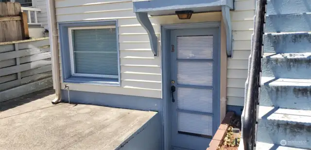 Exterior entry to one of seven units