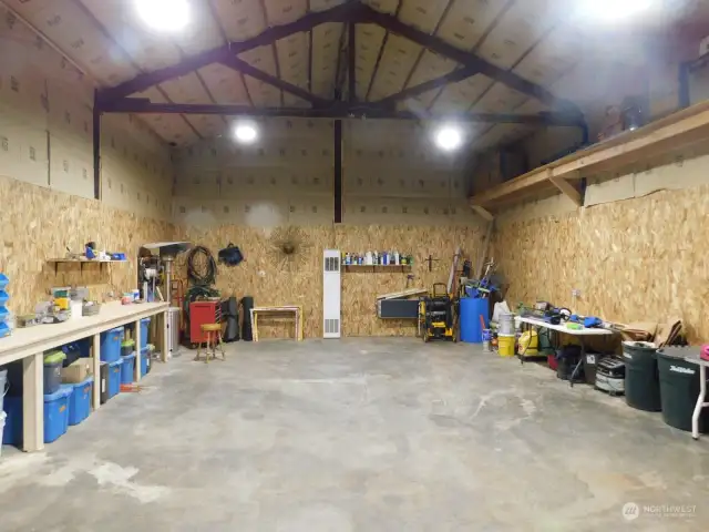 Inside the shop Notice good lighting and heated, insulated. work benches and plenty of plug ins,