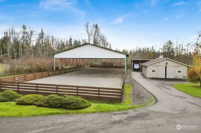 A world-class covered riding arena and 4-stall barn with 50' runs is perfect for your equestrian pursuits