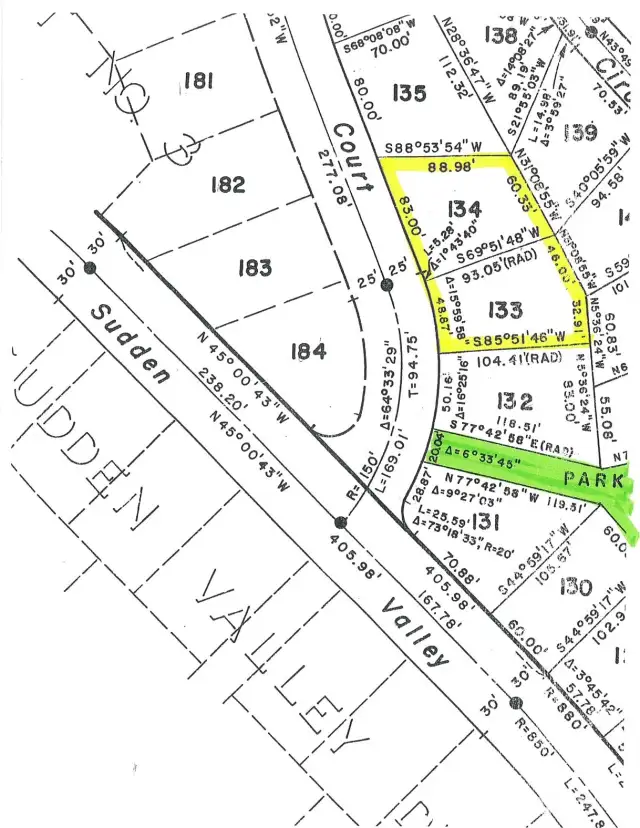 Plat map of the double lot at 7 Maple Ct.