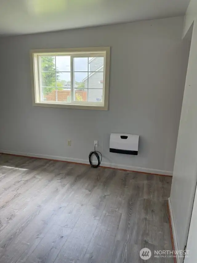 Smaller bedroom fits a full or twin