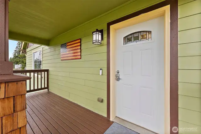 Room for a porch swing or outdoor furniture, covered porch and entry