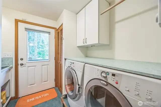Laundry room with separate sink & front loading W/D included!