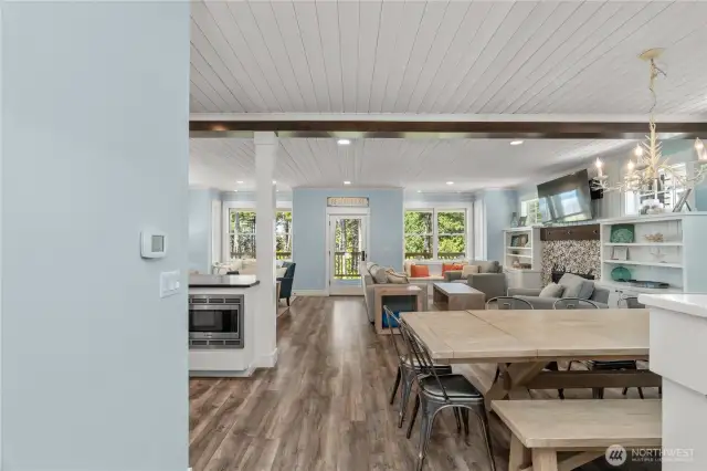 View of open concept kitchen/dining/living rooms